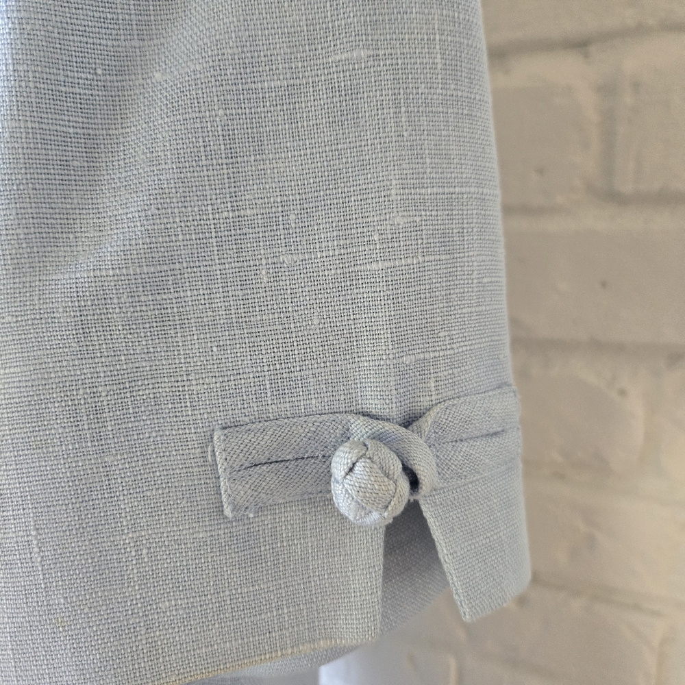 Vintage William Pearson Light Blue Shift Dress, Linen, 80s, Work, Casual - Picture 7 of 15